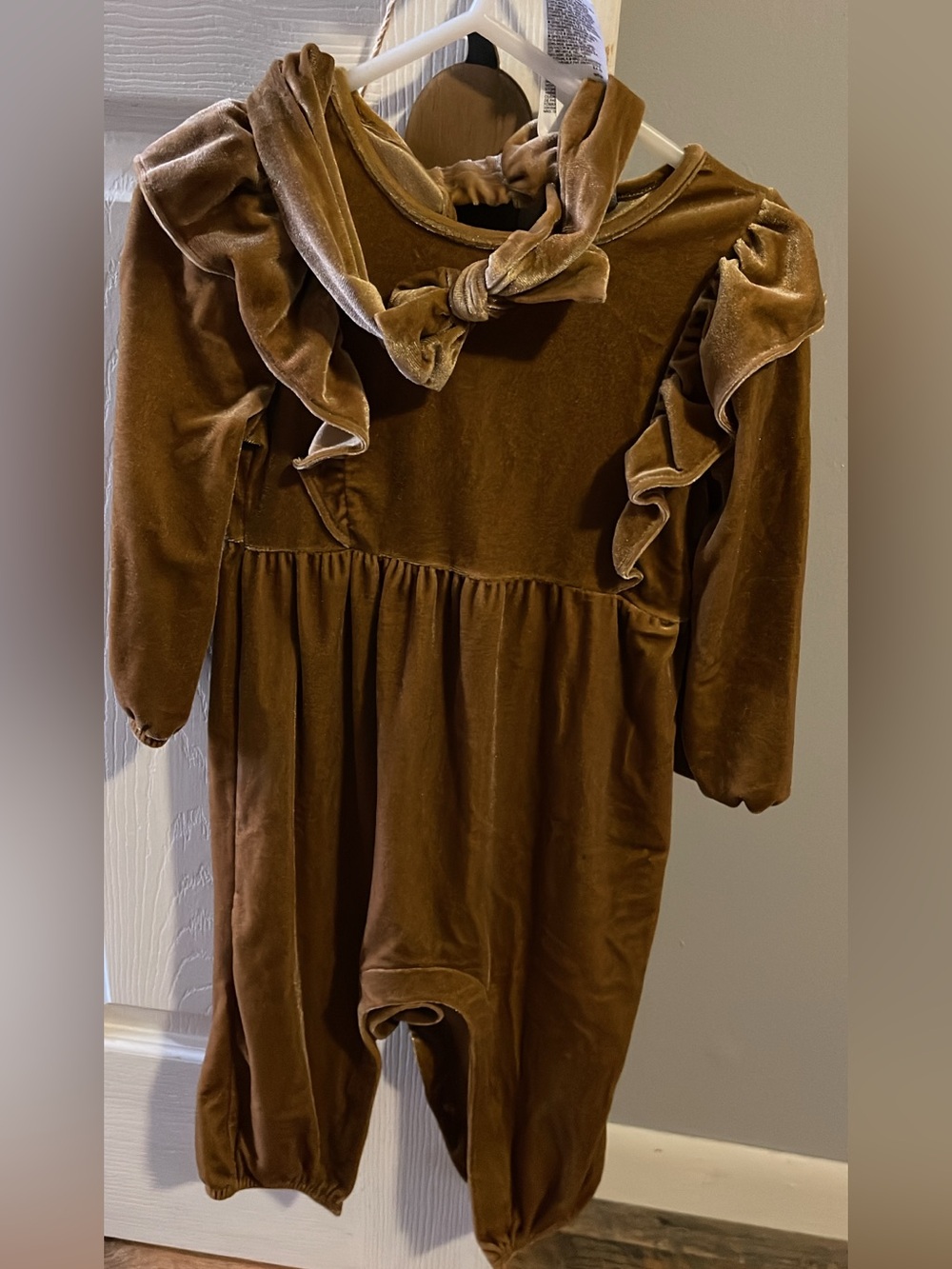 Old Navy Gold Velvet Ruffle One-Piece